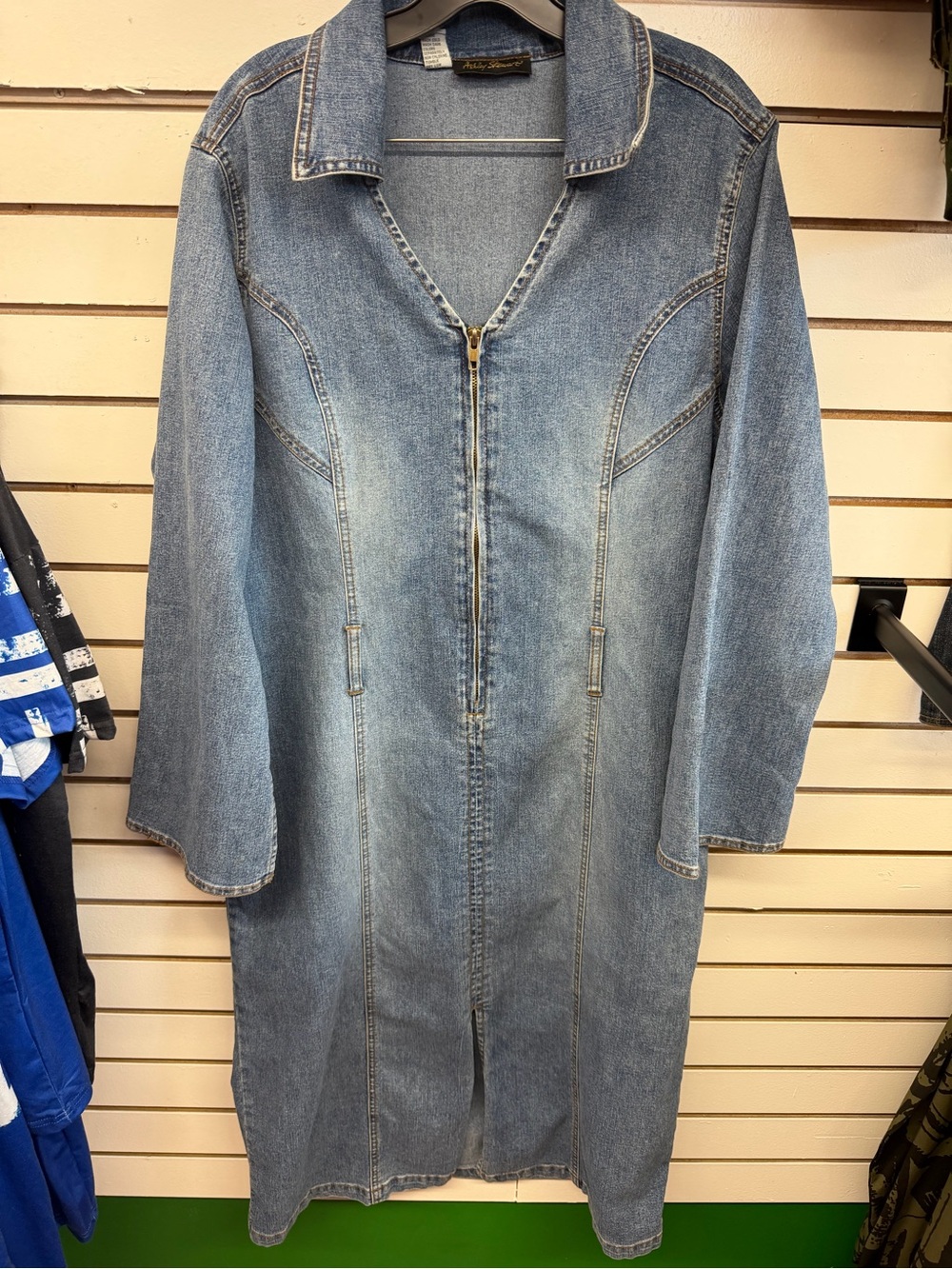 Ashley Stewart Denim Zip Front Midi Dress Plus Size 20W Stretch Jean Dress